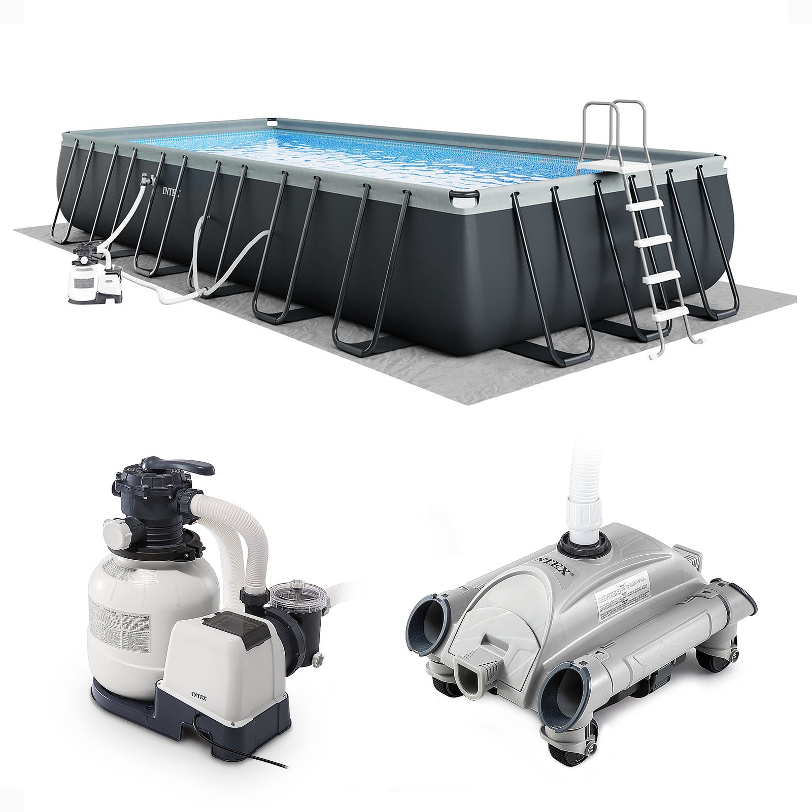 Intex Ultra XTR 24ft x 12ft x 52in Rectangular Frame Pool & Sand Vacuum Cleaner - VMInnovations