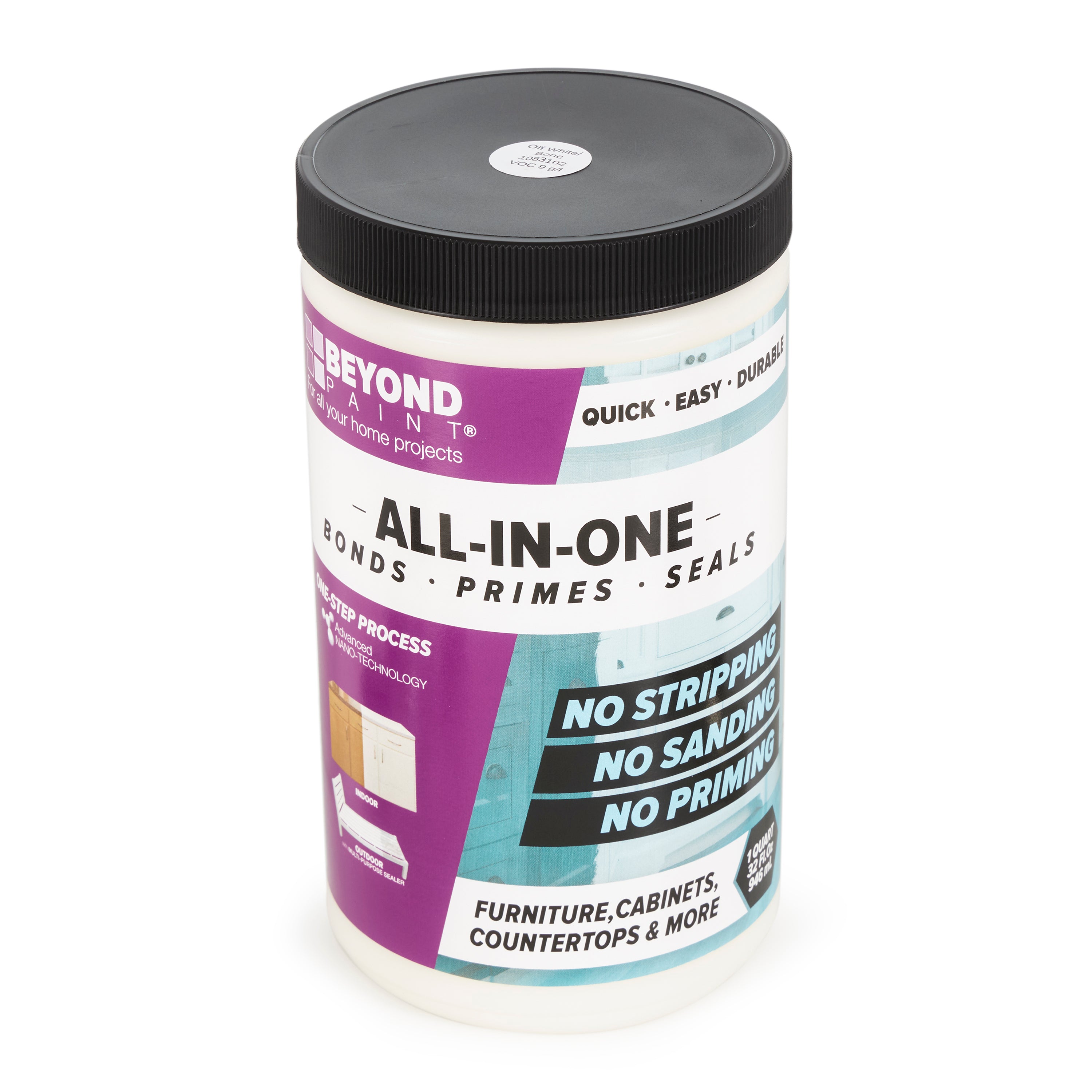 Beyond Paint 1 Quart All in One Multi Use Refinishing Paint, Off White(Open Box)