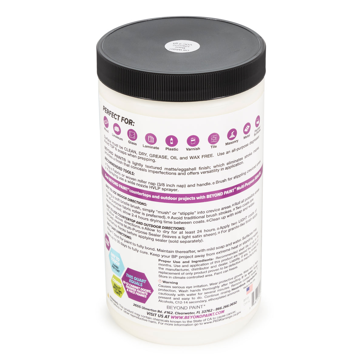 Beyond Paint 1 Quart All in One Multi Use Refinishing Paint, Off White(Open Box)
