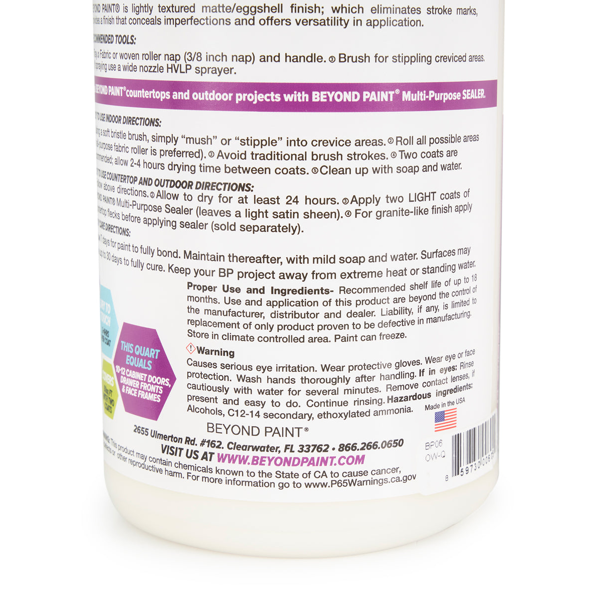 Beyond Paint 1 Quart All in One Multi Use Refinishing Paint, Off White(Open Box)