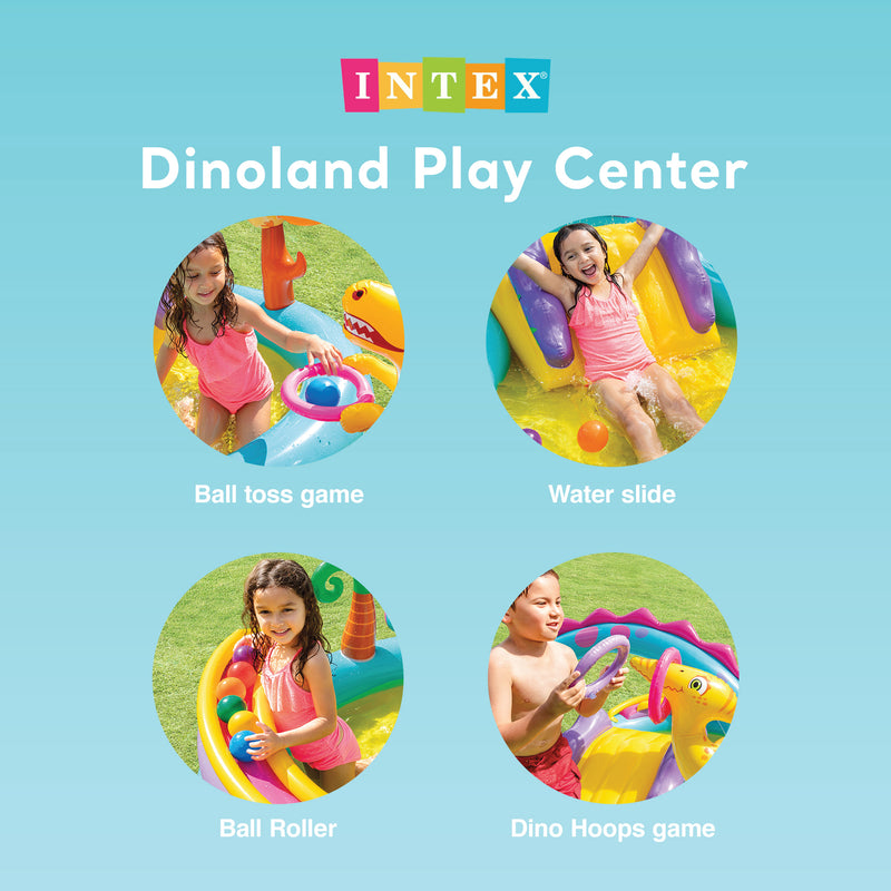 Intex Dinoland Kiddie Swimming Pool and Dinosaur Kiddie Inflatable Swimming Pool