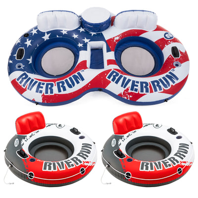 Intex Inflatable American Flag Double Float & River Run Single Water Tube Floats