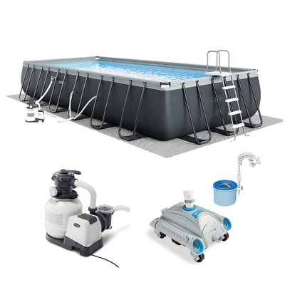 Intex 24ft x 12ft x 52in Ultra XTR Rectangular Pool, Filter, Vacuum, & Skimmer - VMInnovations