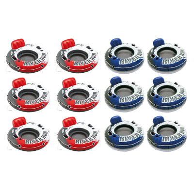 Intex River Run 53” Red Inflatable Tube (6 Pack) & Blue Inflatable Tube (6 Pack)