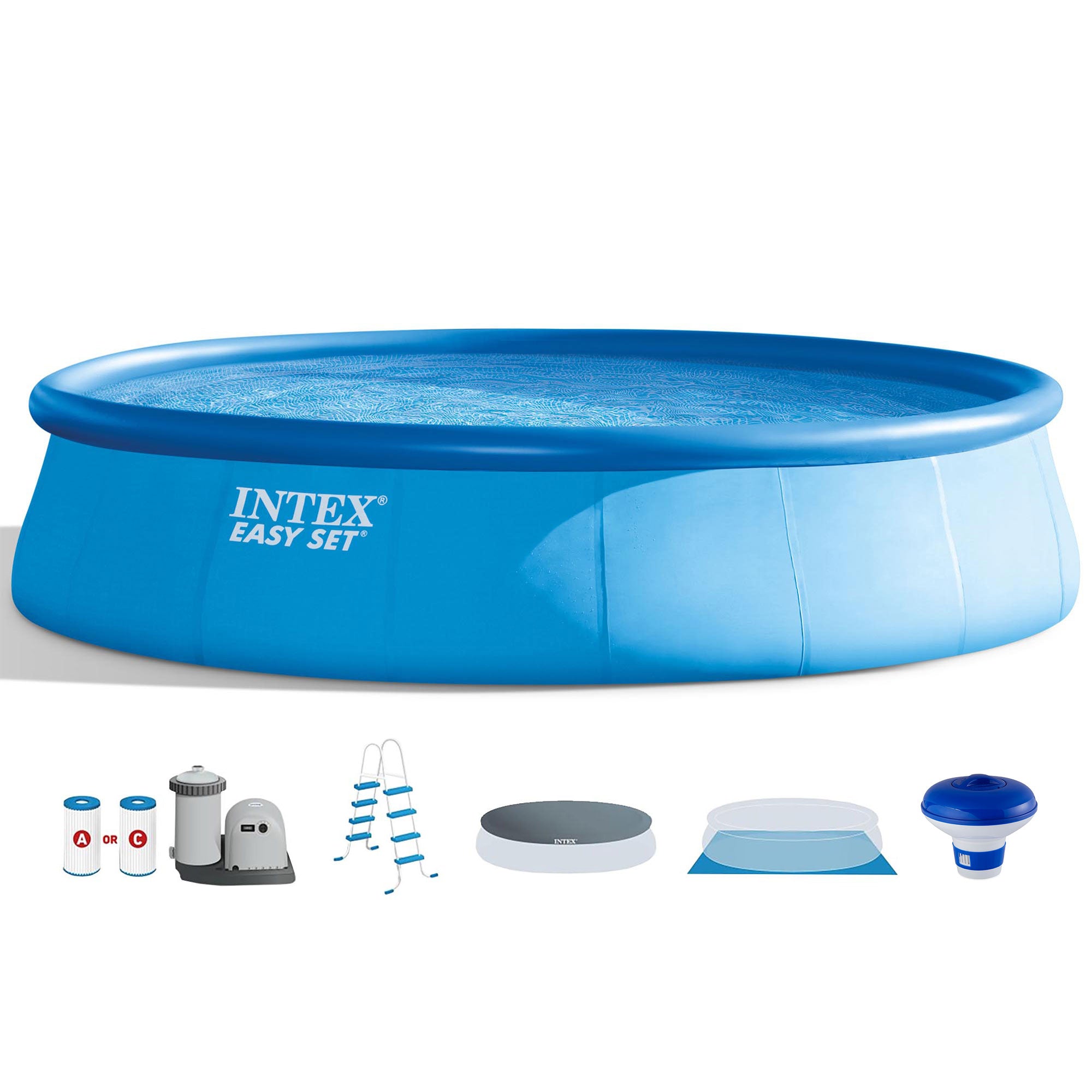 Intex 18' x 48" Inflatable Above Ground Swimming Pool with 7" Chlorine Dispenser