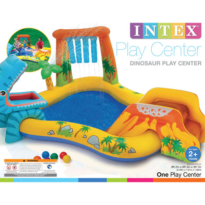 Intex 8' x 6.25' x 43" Dinosaur Play Center w/ 5' x 48" Kids Swimming Pool - VMInnovations
