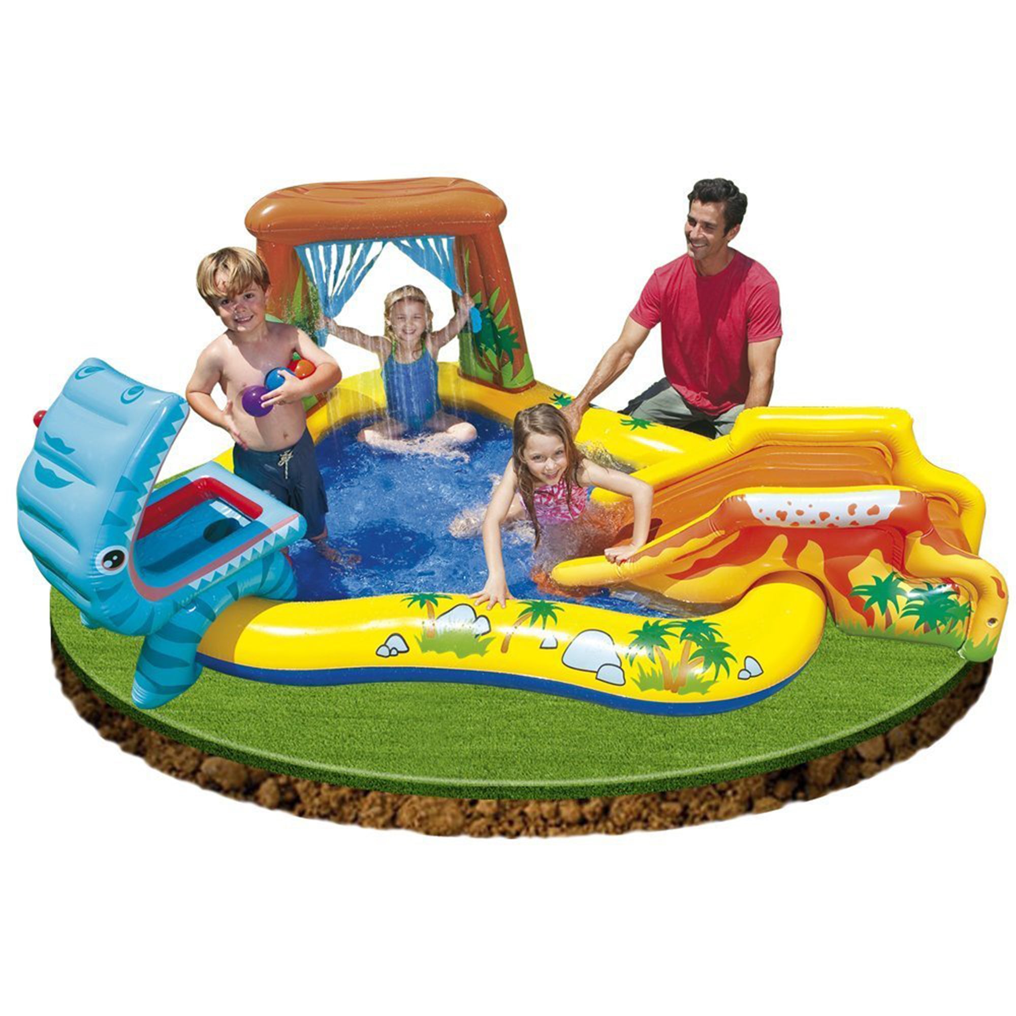 Intex 8' x 6.25' x 43" Dinosaur Play Center w/ 5' x 48" Kids Swimming Pool