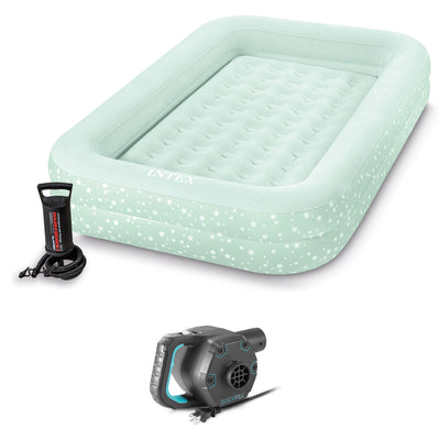 INTEX Inflatable Kidz Travel Bed Set: Air Mattress w/Hand Pump & Electric Pump