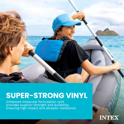 Intex Dakota K2 2 Person Vinyl Inflatable Kayak and Accessory Kit w/ Oars & Pump