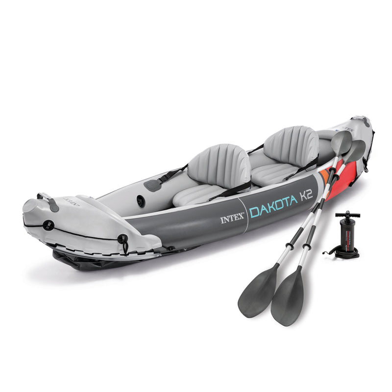 Intex Dakota K2 2 Person Vinyl Inflatable Kayak with Oars and Pump (Open Box)