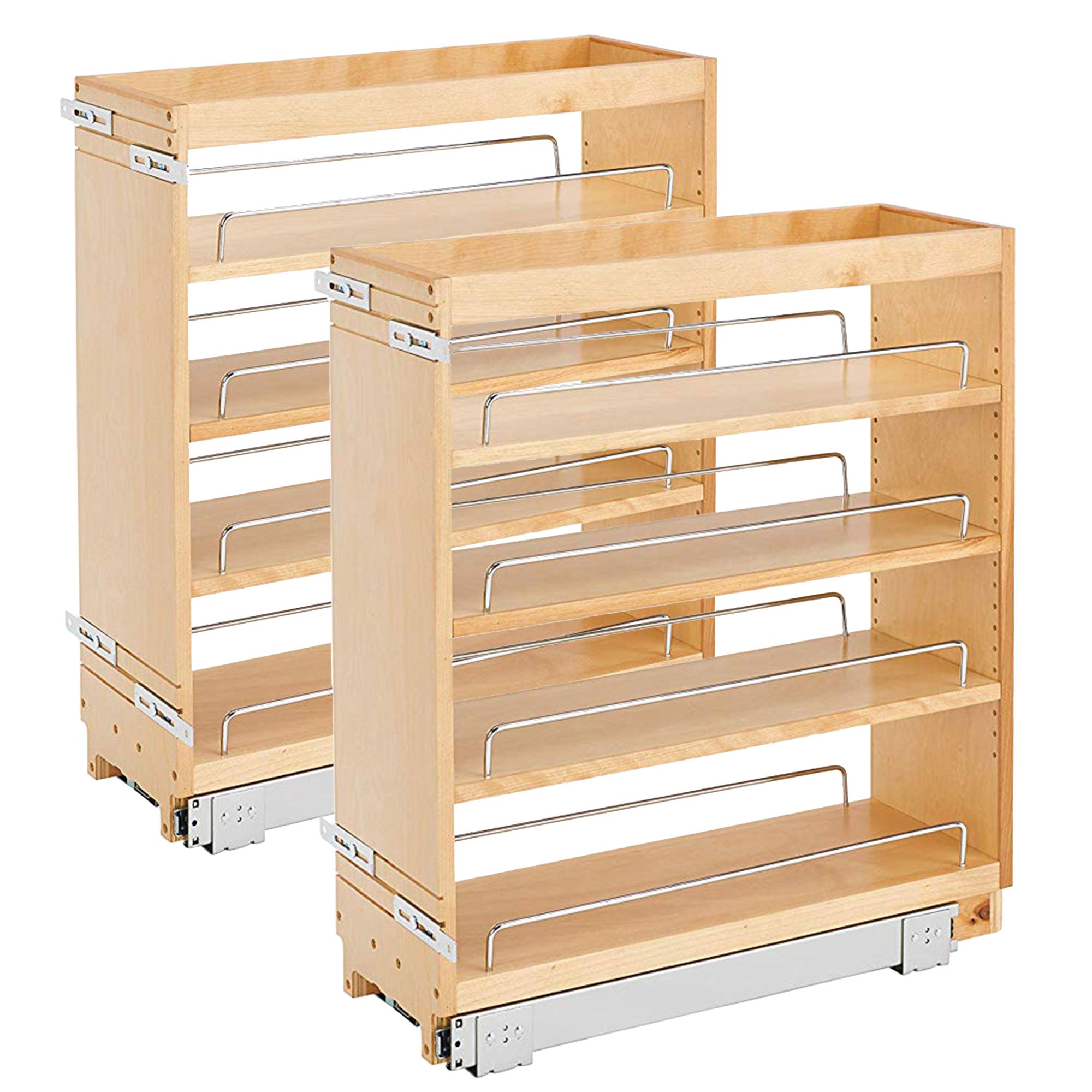 Rev-A-Shelf Base Cabinet Pullout Organizer with Wood Adjustable Shelves (2 Pack)