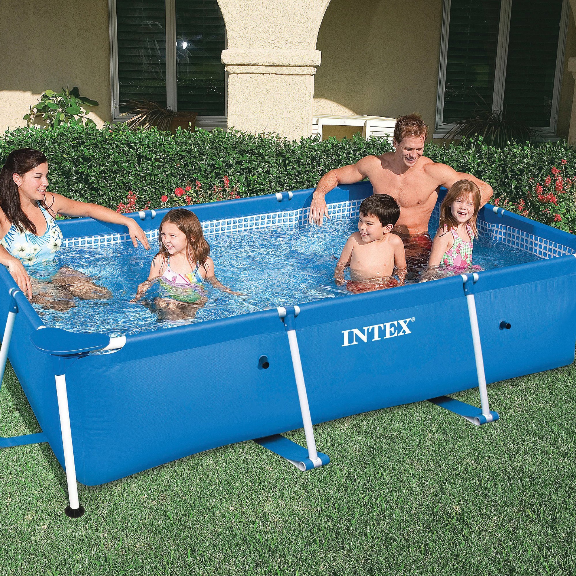 Intex 86 x 59 x 23 Inch Rectangular Frame Above Ground Swimming Pool (2 Pack)