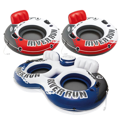 Intex Floating Water Tube Lake Pool (2 Pack) & River Run II 2 Person Pool Tube - VMInnovations