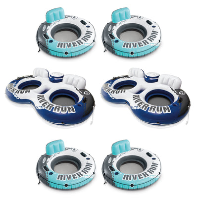 Intex 1 Person Floating Water Tube (4 Pack) & 2 Person Pool Tube (2 Pack)