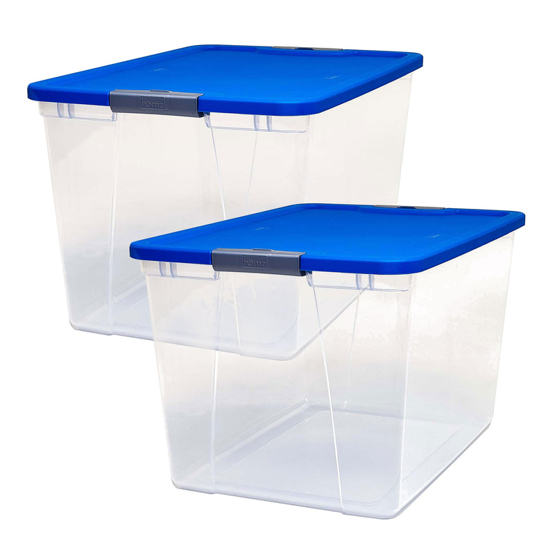 Homz 64 Qt Secure Latch Lrg Clear Stackable Storage Container w/Lid (2pk)(Used)