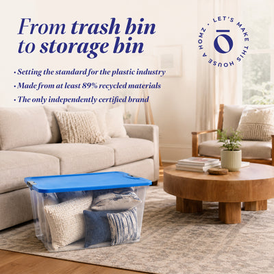 Homz 64 Qt Secure Latch Large Clear Stackable Storage Container w/ Lid (2 Pack)
