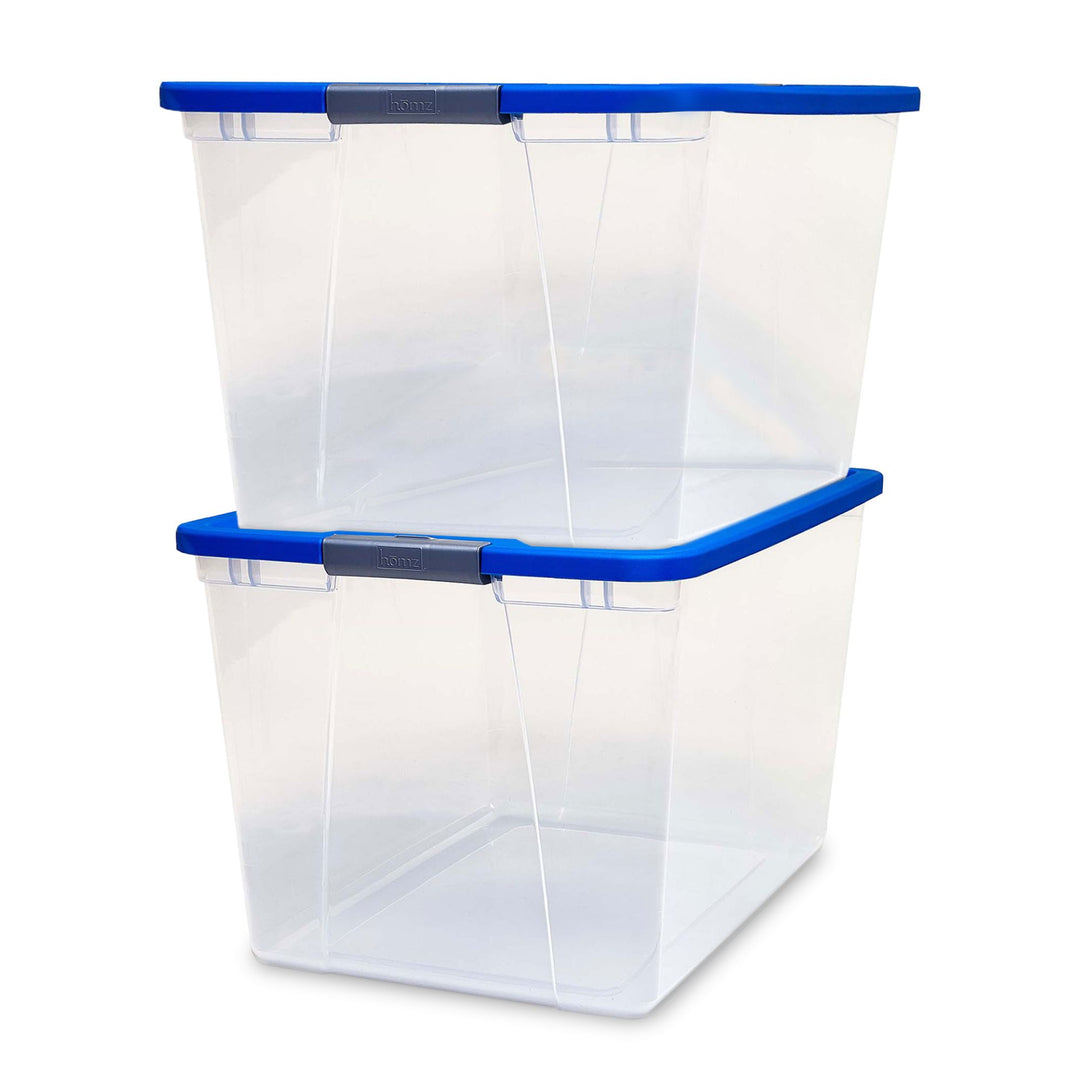 Homz 64 Qt Secure Latch Large Clear Stackable Storage Container w/ Lid (2 Pack)