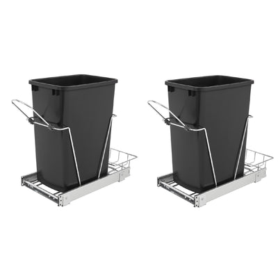Rev A Shelf Single 35 Qt Sliding PullOut Waste Container, RV-12KD-18C S (2 Pack)