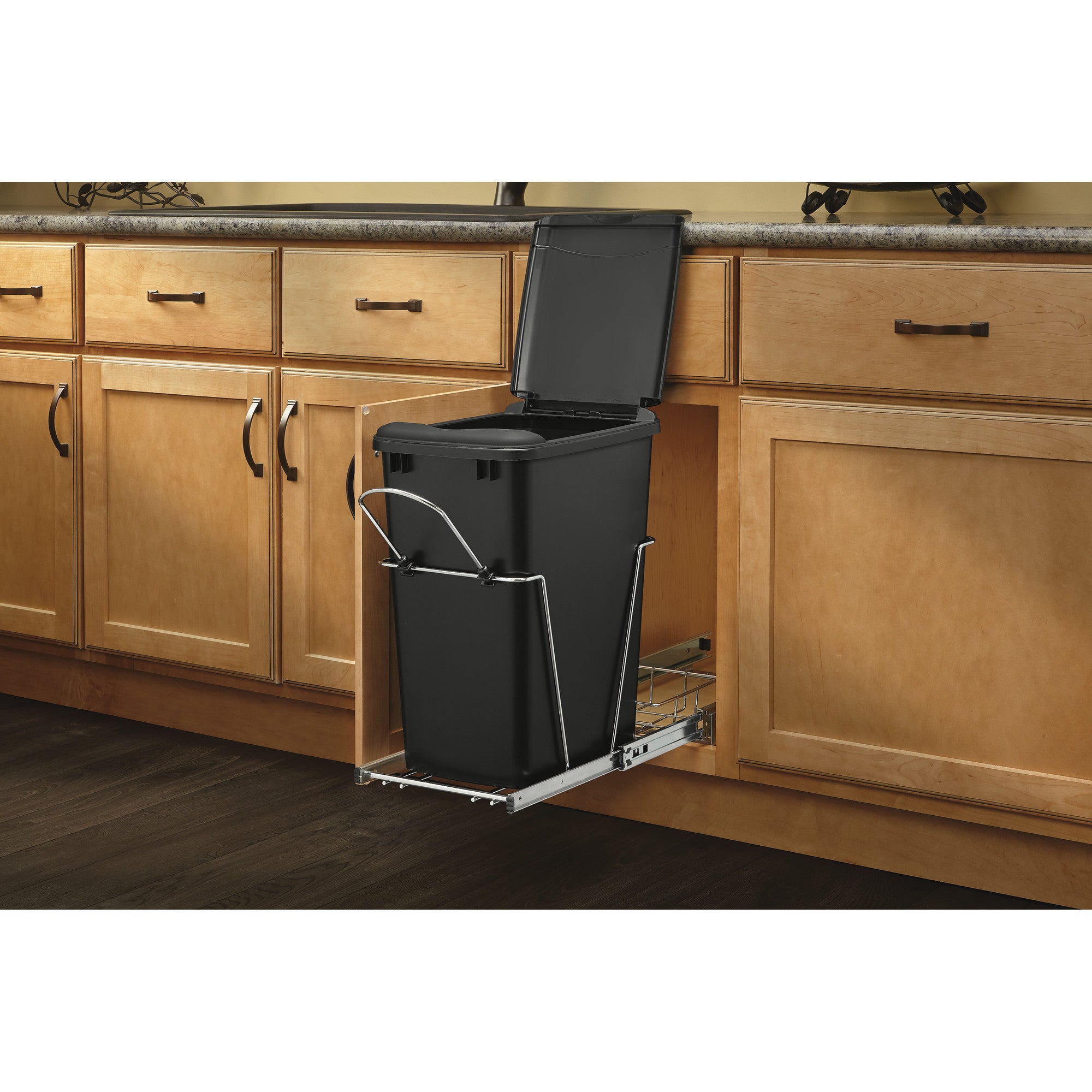 Rev A Shelf Single 35 Qt Sliding PullOut Waste Container, RV-12KD-18C S (2 Pack)