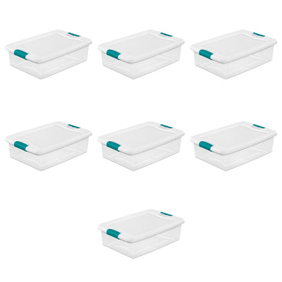 Sterilite 32 Quart Clear Stackable Latching Storage Containers with Lid, 7 Pack