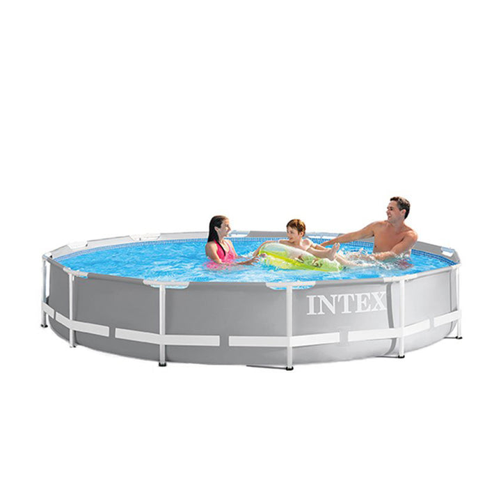 Intex 12ft x 30in Prism Frame Above Ground Swimming Pool and Maintenance Kit