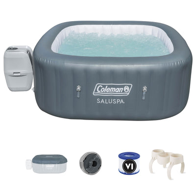 Coleman 4 Person Portable Inflatable Hot Tub (2 Pack) & Plastic Drinks Holder