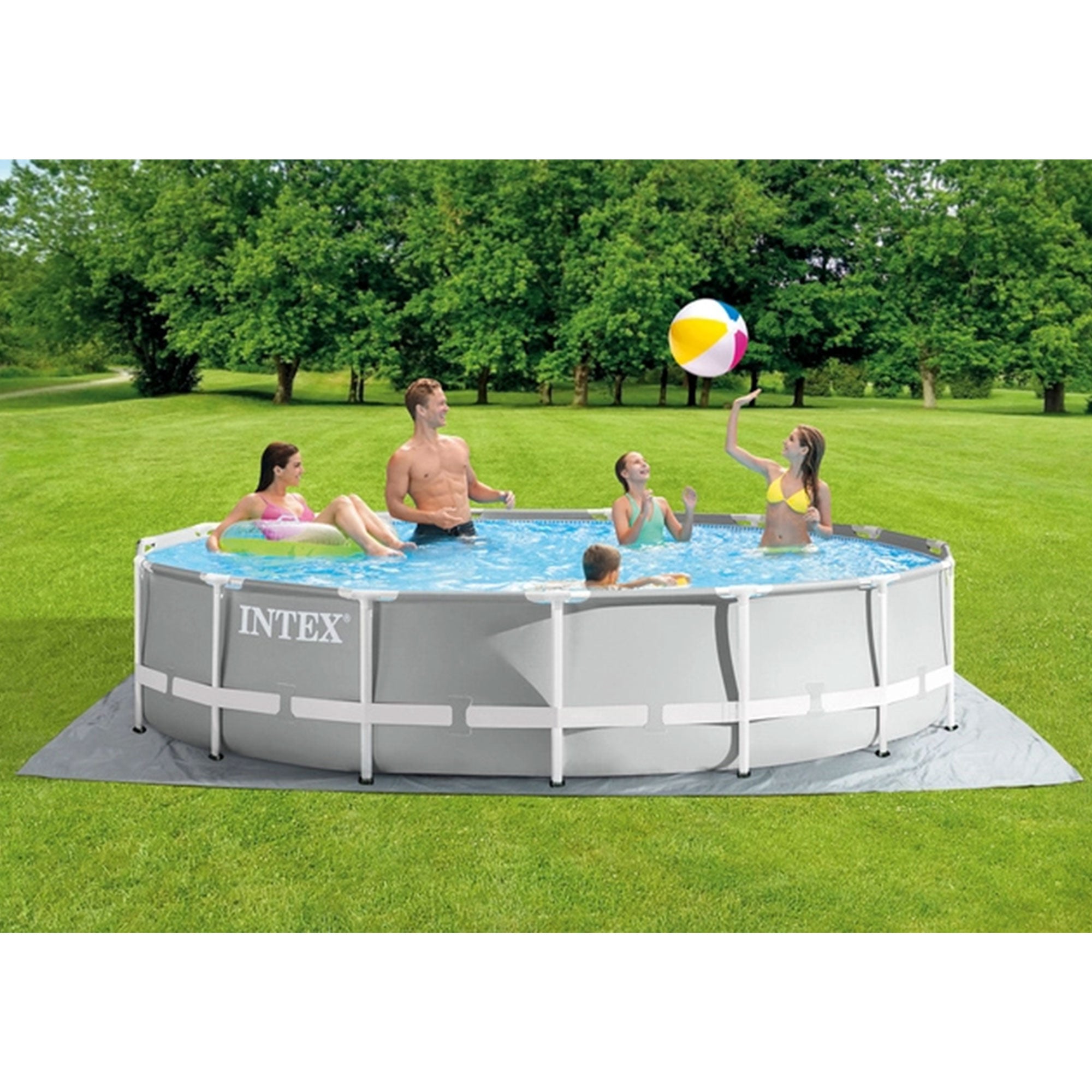 Intex 15’ x 42” Prism Frame Above Ground Swimming Pool Set and Pool Filter Pump - VMInnovations