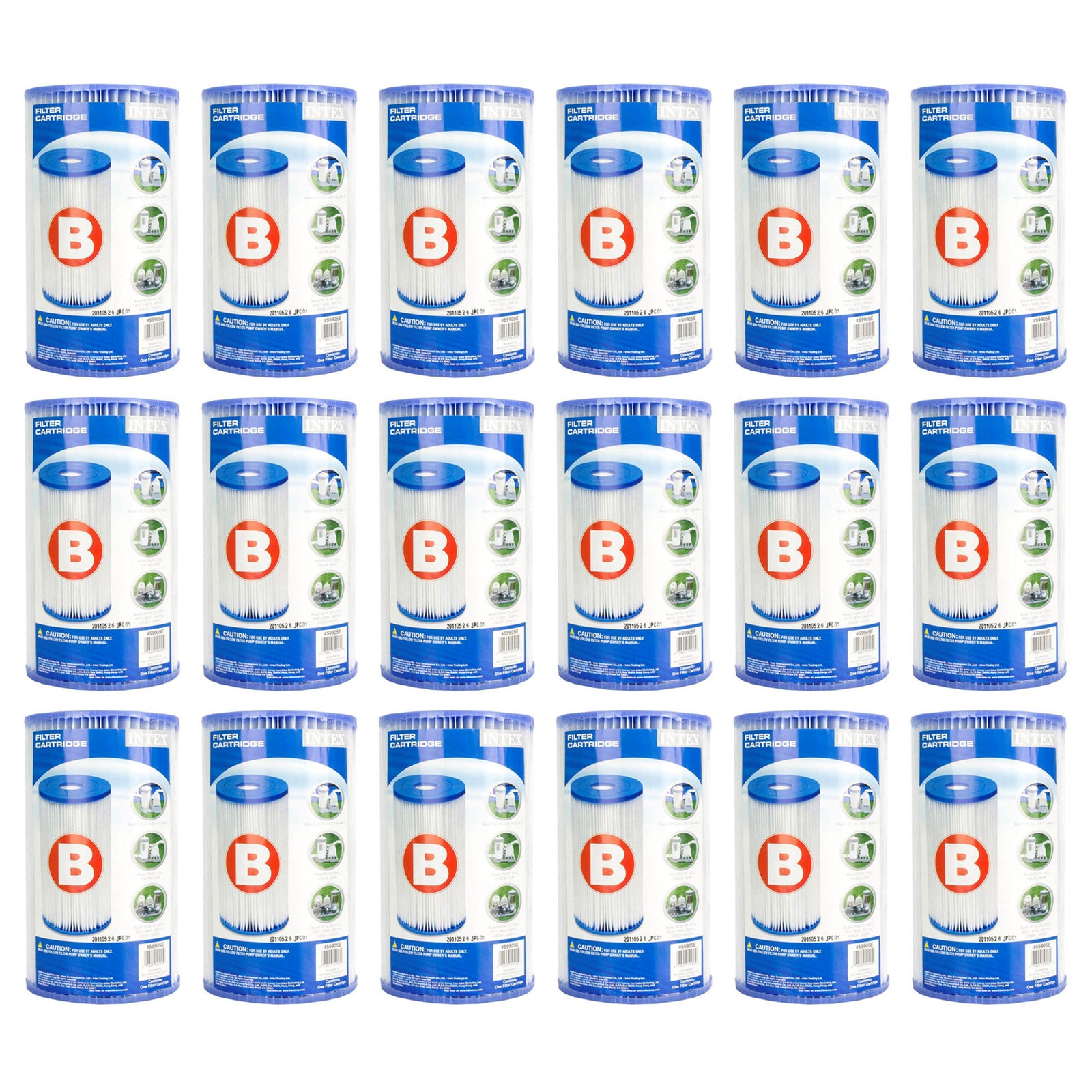 Intex Easy Set Type B Replacement Filter Cartridge for Swimming Pools (36 Pack) - VMInnovations