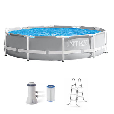 Intex 10' x 30" Above Ground Swimming Pool w/ 330 GPH Filter Pump & Pool Ladder