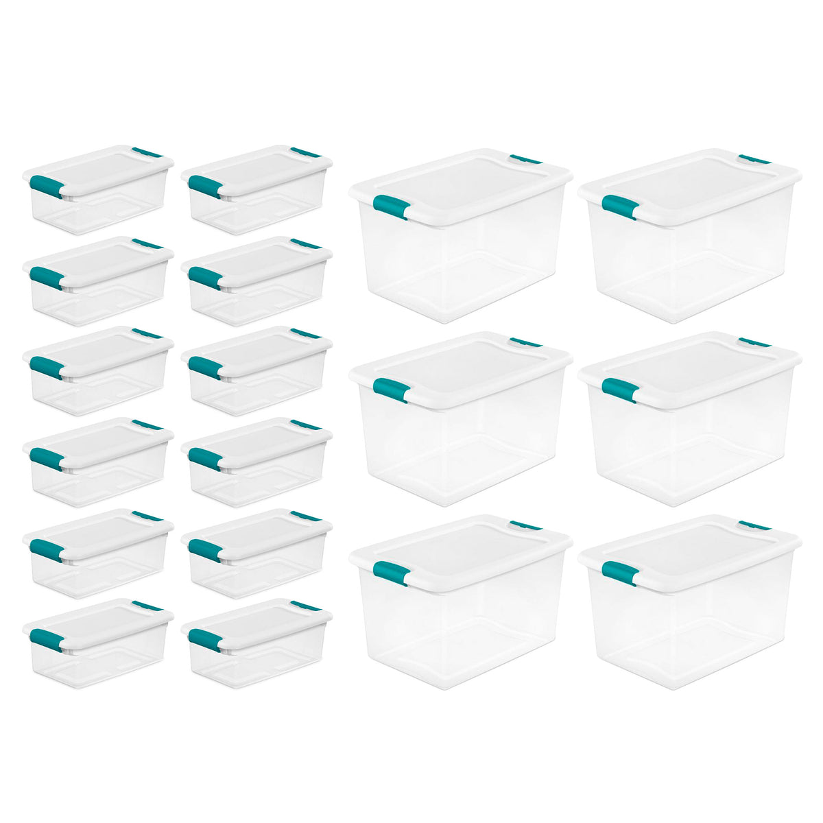 Sterilite 6 Qt Latch Storage Box,12 Pack, and 64 Qt Latch Storage Box, 6 Pack