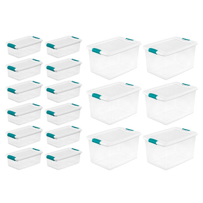 Sterilite 6 Qt Latch Storage Box,12 Pack, and 64 Qt Latch Storage Box, 6 Pack