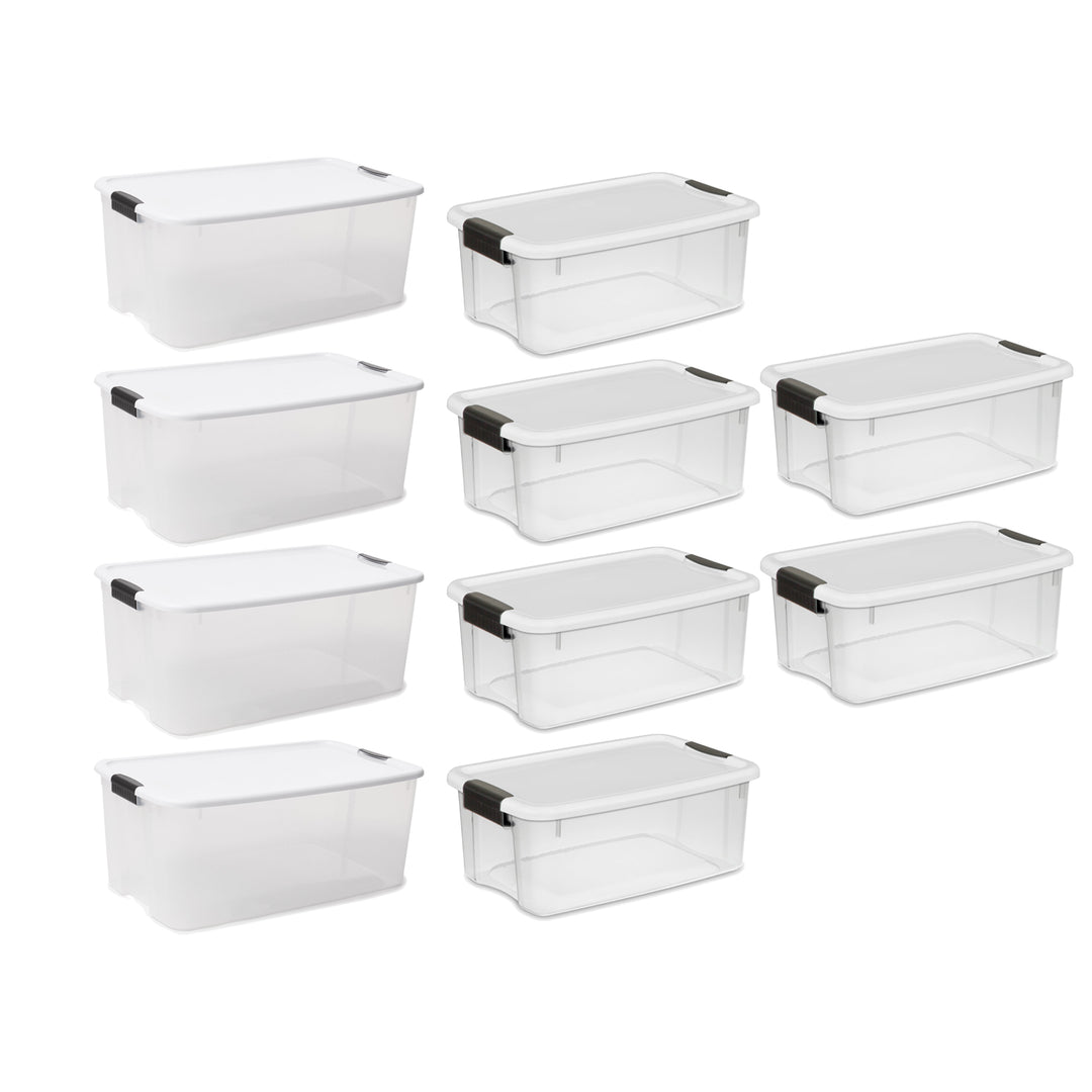 Sterilite 4 Sets of 116 Quart Latch Lid Tote & 6 Sets of 18 Quart Latch Lid Tote