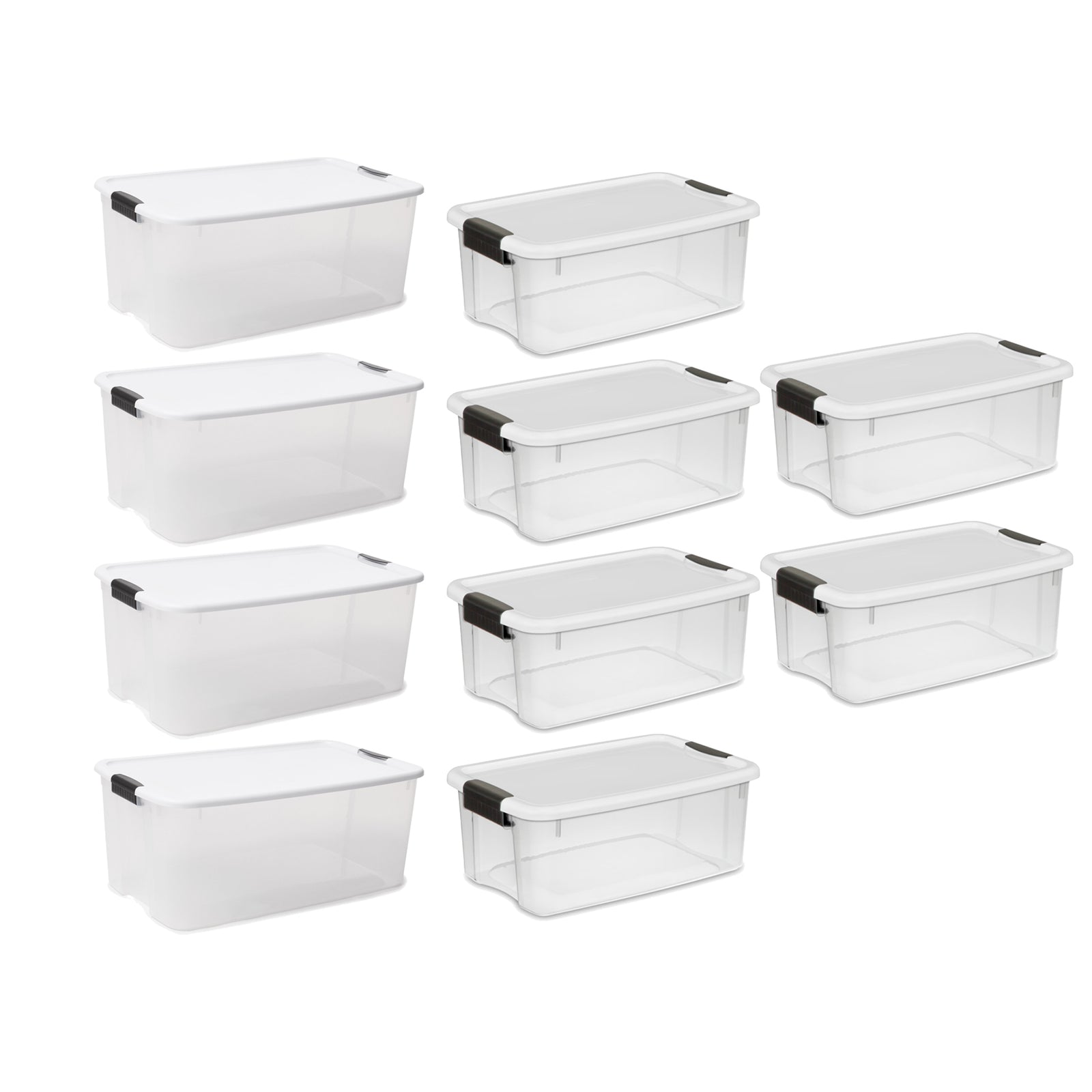 Sterilite 4 Sets of 116 Quart Latch Lid Tote & 6 Sets of 18 Quart Latch Lid Tote - VMInnovations
