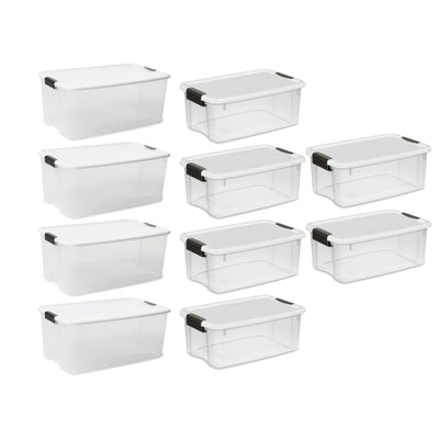 Sterilite 4 Sets of 116 Quart Latch Lid Tote & 6 Sets of 18 Quart Latch Lid Tote