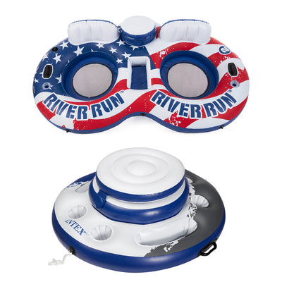Intex American Flag Inflatable Float & Intex Inflatable Beverage Cooler Float - VMInnovations