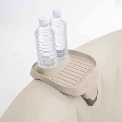 Intex Inflatable Hot Tub Seat , Attachable Cup Holder, Inflatable Head Rest, Tan