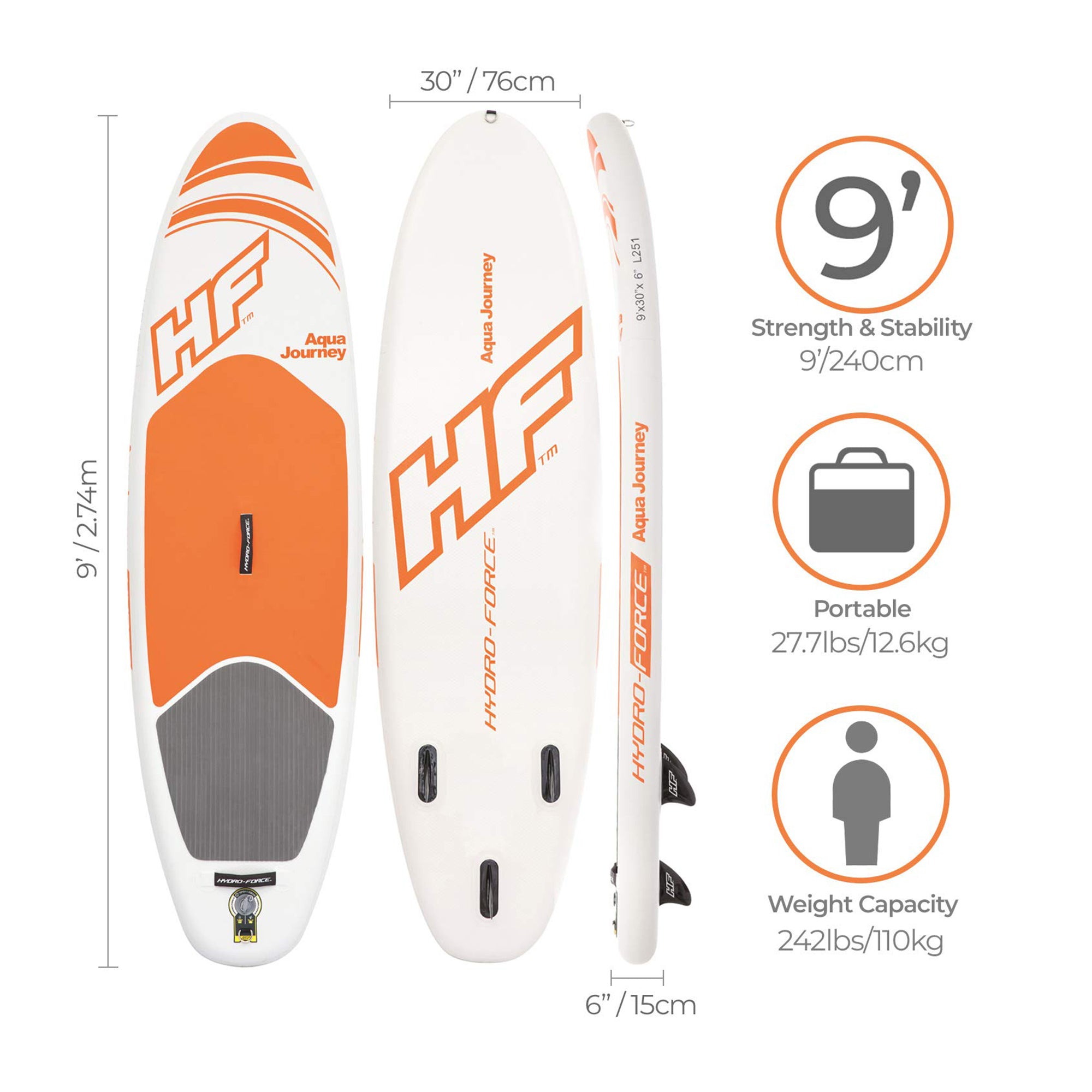 Bestway 122x27in Stand Up Paddle Board & 9ft Stand Up Paddle Board w/Accessories