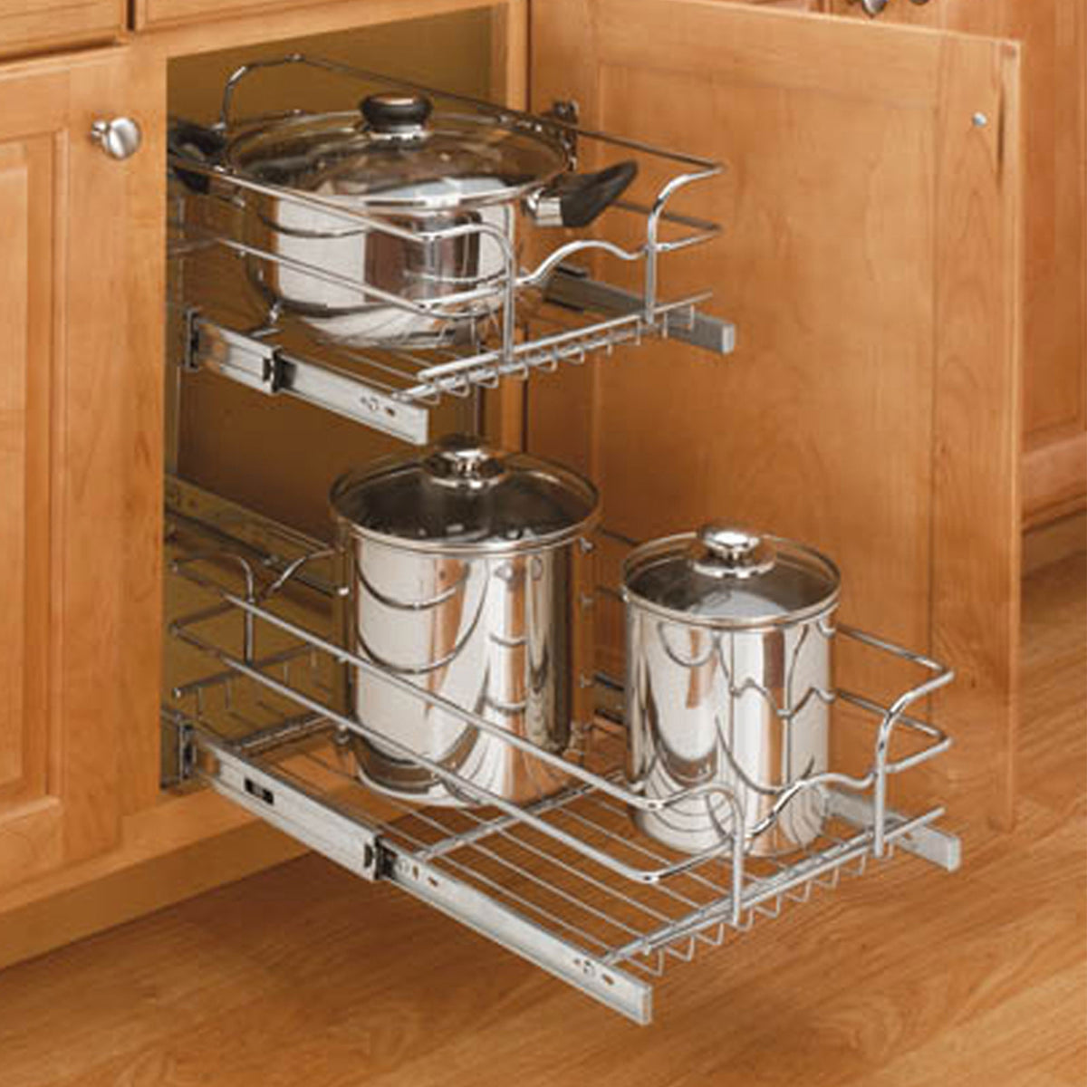 Rev-A-Shelf 5WB2-0918-CR 9"x18" Cabinet 2 Tier Pull Out Wire Baskets (2 Pack)