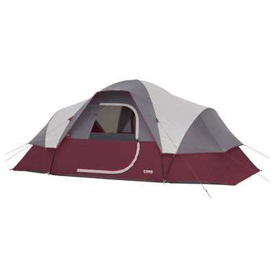 CORE Extended Dome 16 x 9' 9 Person Camping Tent with Air Vents, Red (2 Pack)