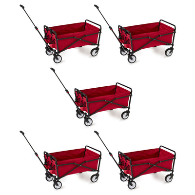 Seina Steel Collapsible Folding Outdoor Portable Utility Cart in Red (5 Pack) - VMInnovations