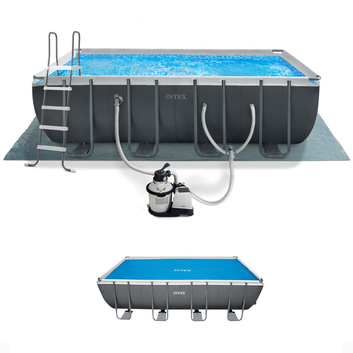 INTEX Ultra 18'x 9'x52" Ultra XTR Rectangular Frame Swimming Pool & Solar Cover