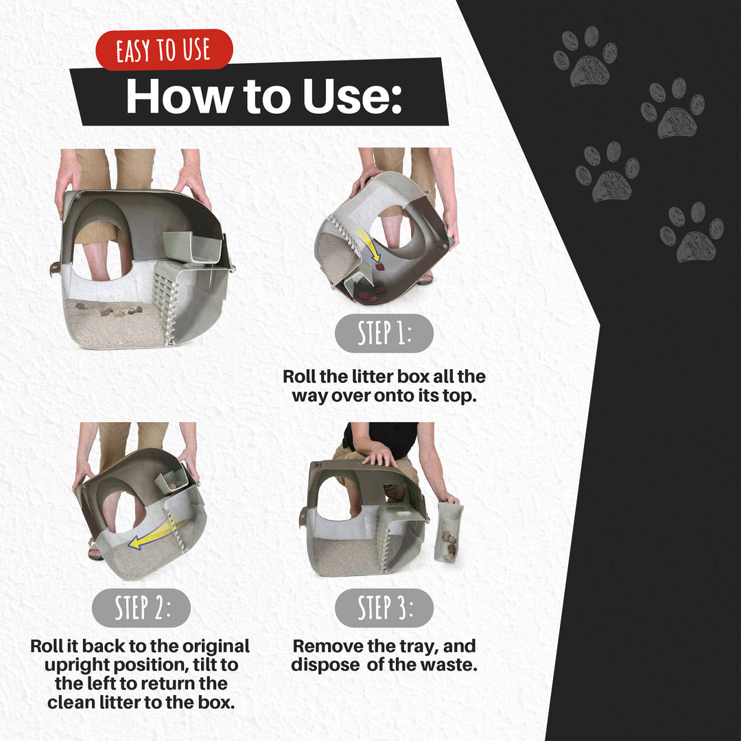 Omega Paw Roll'n Clean No Scoop Self-Cleaning Home Cat Litter Box (Open Box)