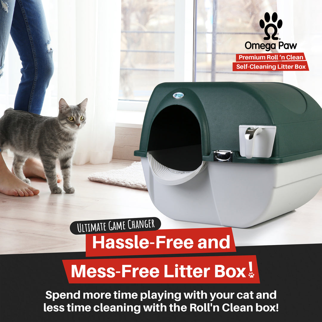 Omega Paw Roll'n Clean No Scoop Self-Cleaning Home Cat Litter Box (Open Box)