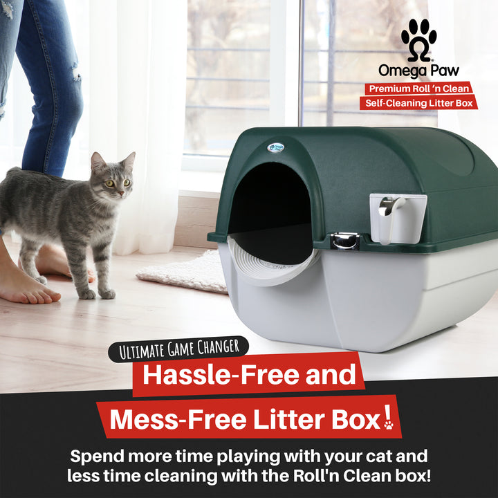 Omega Paw Roll'n Clean No Scoop Self-Cleaning Home Cat Litter Box (Open Box)
