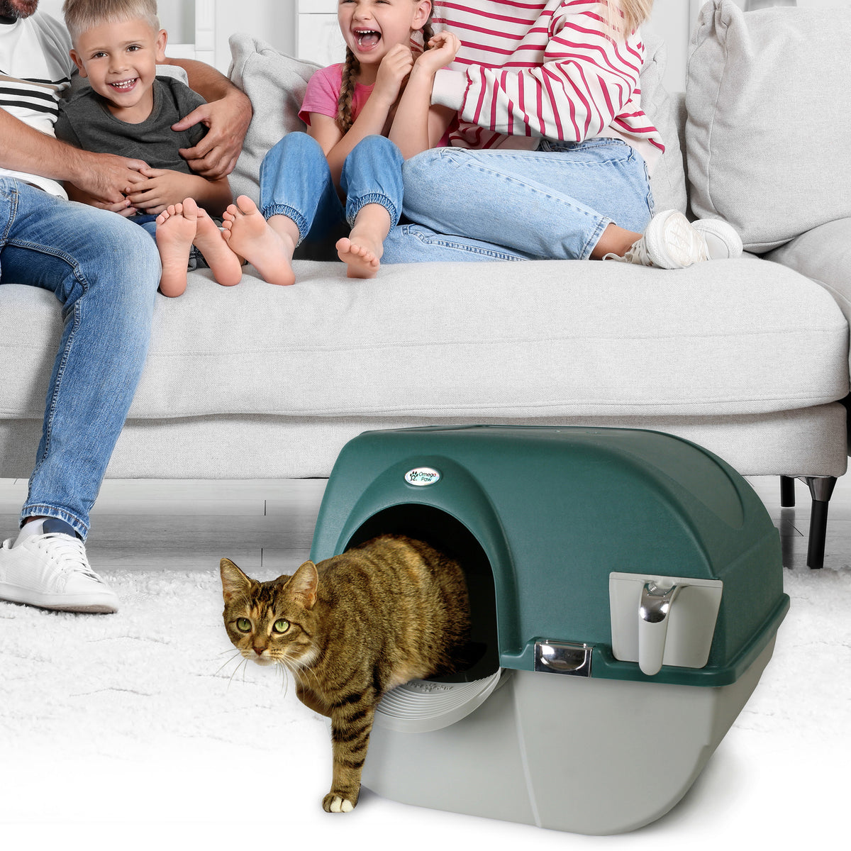 Omega Paw VMRA20-1-PR Premium Roll 'N Clean Self Cleaning Litter Box, LG, Green - VMInnovations