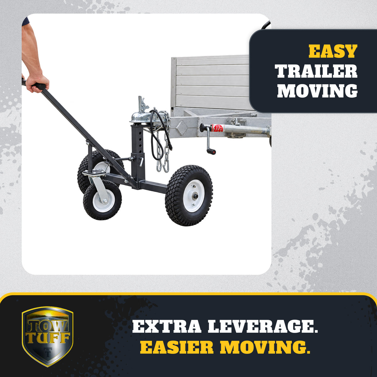Tow Tuff Adjustable Solid Steel 800 lb Capacity Trailer Dolly w/ Caster (2 Pack) - VMInnovations
