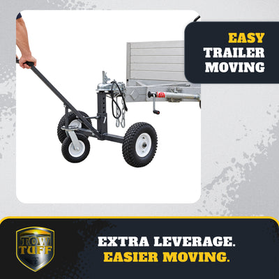 Tow Tuff Adjustable Solid Steel 800 lb Capacity Trailer Dolly w/ Caster (2 Pack) - VMInnovations