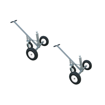 Tow Tuff Adjustable Solid Steel 800 lb Capacity Trailer Dolly w/ Caster (2 Pack) - VMInnovations
