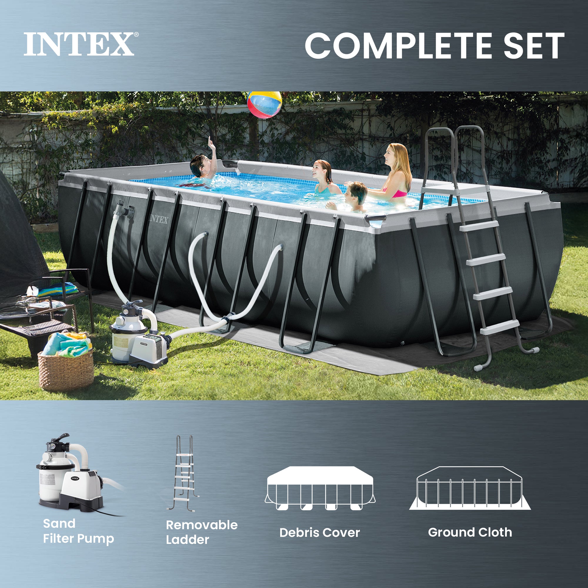 INTEX 18' x 9' x 53" Ultra XTR Frame Pool, Cover, Cooler, and Float (2 Pack) - VMInnovations