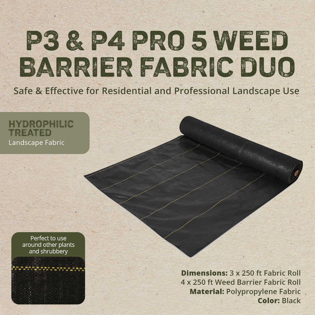 DeWitt 3 x 250 ft Weed Barrier Fabric w/ DeWitt 4 x 250 ft Weed Barrier Fabric